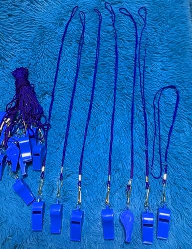 20 Pcs Plastic Loud Whistles with Lanyard for Referee Coaches Basketball Football Sports Training Game Event Lifeguard Survival Emergency Fun School Kids Tool Set Suppliers - color: Blue