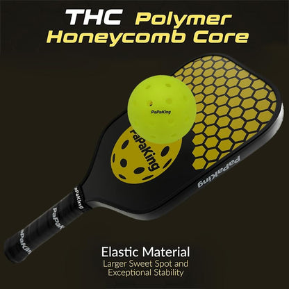 Carbon Fiber Pickleball Paddle with 2 Balls, Lightweight Paddle with Large Sweet Spot & Vibration Damping, Carbon Fiber Textured Surface for High Spin & Control, PP Honeycomb Core