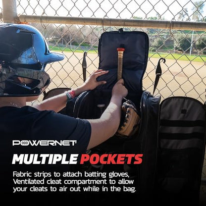 PowerNet Optimus Catcher's Bag, Rolling Equipment Bag Holds All Baseball & Softball Gear, 7 Internal Bat Sleeves, Cleat Compartment, Personalization Panel & Hooks - style: Pro