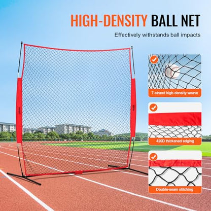 VEVOR 7X7ft/12X9ft/16X10ft/20x10ft Barricade Backstop Net, Ball Sports Barrier Netting, Portable Practice Net for Baseball Softball Lacrosse Hockey Basketball Equipment Training Net