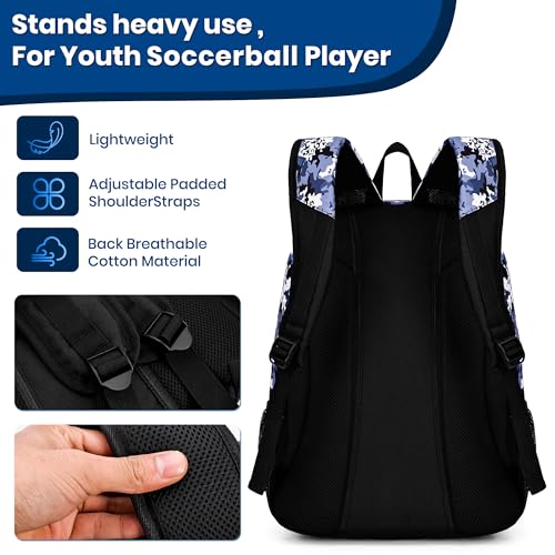 Hsmihair Youth Soccer Bag-Soccer Backpack&Backpack for Football Basketball,with Ball Compartment Separate Cleat Package - color: BlueCamo