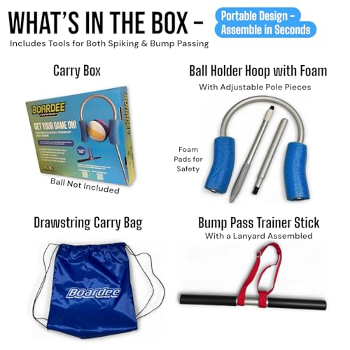Volleyball Spike & Passing Trainer – Adjustable Ball Holder for Spiking Power & Passing Accuracy – Volleyball Training Equipment Kit with Stick, Foam Holder, Carry Bag & Storage Box