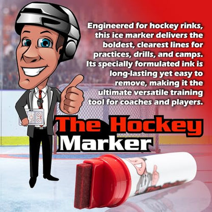 The Hockey Marker Ice Marker for Hockey Rink and Training - Line Marker for Center and Skill Lines, Designed for Ice Practice and Training Drills, Used by Coaches and Goalies - Red