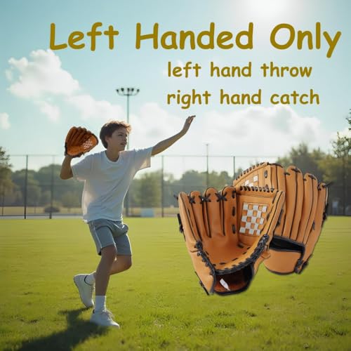 Urby Left Handed Baseball Glove, Left Handed T Ball Glove for Lefty, Left Hand Throw Only. T-Ball & Youth Baseball Gloves. - color: Brown, size: 11.5in Age 7-11