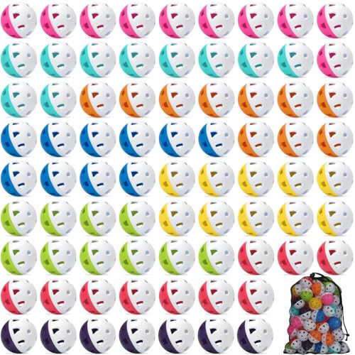 Coopay 20/40/80 Pack Mini Plastic Practice Baseballs, 1.65inch Small Soft Training Balls with Drawstring Bag for Baseball Hitting, Pitching & Batting Training, Indoor & Outdoor - color: Half Color Mix, style: 80 Pack