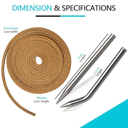 Baseball Glove Lace, Mitt Lace Repair Kit Softball 2 Leather Laces and 2 Lacing Needles for Catcher's Glove - color: Light-brown