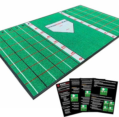 Stride Right Hitting Mat Training System | 2-in-1 Baseball & Softball Batting Mat with Instructional Guide for Stance, Stride & Setup | Improve Swing Mechanics & Consistency