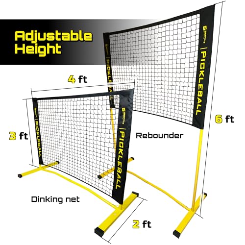 Mini Pickleball Net 4 ft. Pickleball Dink Training Rebounder Net, Fully Adjustable and Regulation Height, Quick Set Up Design, Lightweight and Durable, Weatherproof