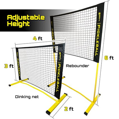 Mini Pickleball Net 4 ft. Pickleball Dink Training Rebounder Net, Fully Adjustable and Regulation Height, Quick Set Up Design, Lightweight and Durable, Weatherproof