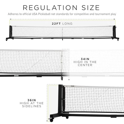 Franklin Sports Official Size Pickleball Net - 22' Foot Outdoor Pickleball Net for Regulation Court - Semi-Portable Aluminum Construction + Carry Bag for Driveway, Backyard + More