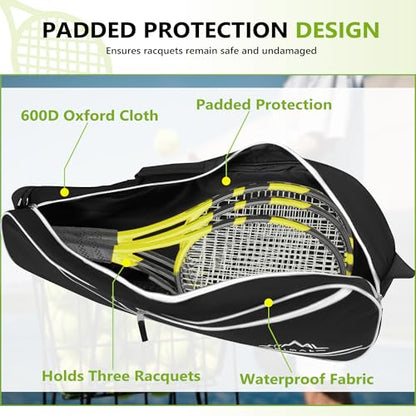 Himal 3 Racquet Tennis Bag With Protective Pad, Tennis Racket Bag for Men Women, Sports Enthusiasts of All Ages - color: Black