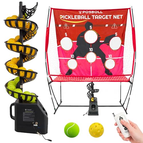 Pickleball Machine Ball Thrower with Net,Portable Pickle Ball Launcher Machine with Remote Control for Practice, Built-in 5200mAh Lithium Battery, Pickleball Training Aids&Gifts