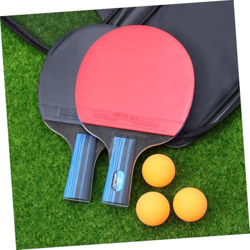 2 Pcs Table Tennis Racket Set Short Handle Pong Paddle Kit with Balls Poplar Rubber for Training Beginners and All Skill Levels