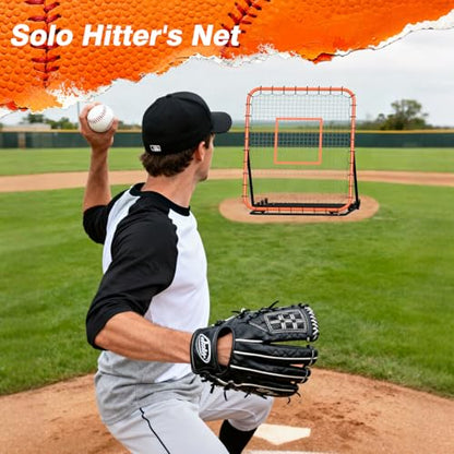 Baseball Rebounder Net, Portable Bounce Back Trainer for Baseball & Softball with 4 Adjustable Return Angles, 4 x 4.5 ft Practice Tool for All Skill Levels
