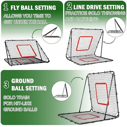 BaseGoal Baseball and Softball Rebounder Net,Baseball Rebounder,Volleyball Rebounder,Pitch Back Net,Multi-Sport Training Rebound Screen,with Pitching Target,Easy Adjustable Angles - size: 47x47 IN, style: Black