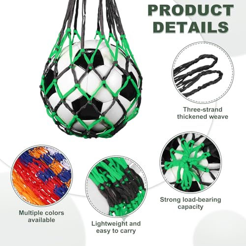 uxcell Basketball Net Bags, Nylon Soccer Ball Holder Portable Multifunctional Single Ball Mesh Net Bag for Storage Basketball Soccer Rugby Balls - color: Black/Green