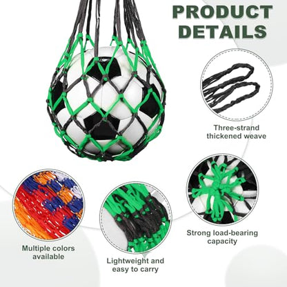 uxcell Basketball Net Bags, Nylon Soccer Ball Holder Portable Multifunctional Single Ball Mesh Net Bag for Storage Basketball Soccer Rugby Balls - color: Black/Green