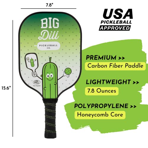 Big Dill Pickleball Paddle Set 2-Pack Pickleball Paddles with Outdoor Pickleball Balls, Paddle Covers & Carry Bag | Pickleball Paddles Set of 2 USAPA Approved - style: Carbon Fiber
