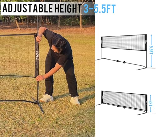 FDLS 10FT Portable Badminton Pickleball Net with Carry Bag for Indoor Outdoorl Height Adjustable| Easy Set up - style: Black(2 Paddles)
