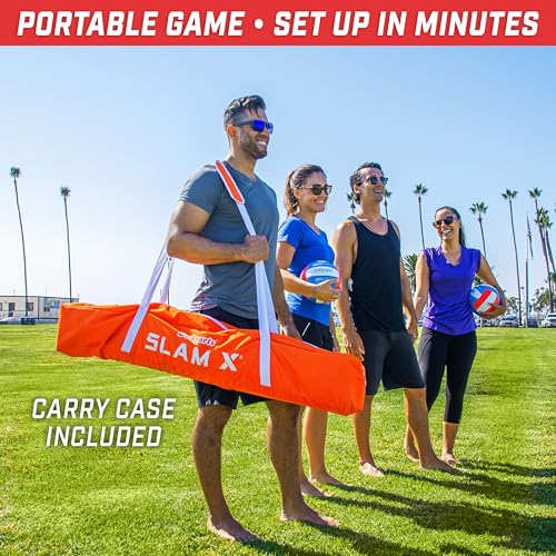 GoSports Slam X 4 Square Volleyball Game Set - 14 ft or 21 ft - Ultimate Backyard & Beach Game for All Skill Levels - color: 21 x 21 ft