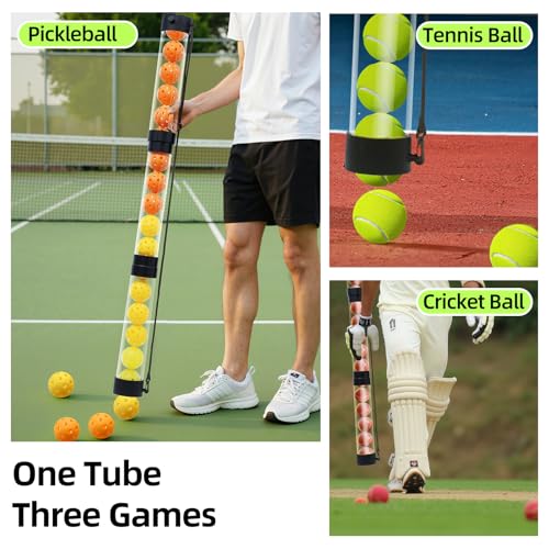 17 Balls Collapsible Pickleball Ball Retriever, Tennis Ball Retriever, Pickleball Pickup Tube with Shoulder Strap, Lightweight & Durable Ball Retriever for Easy Pickup, Collection, Carry, Storage