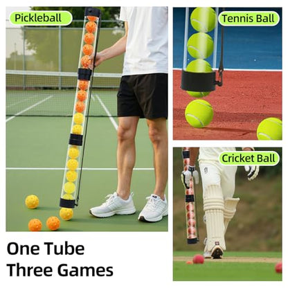 17 Balls Collapsible Pickleball Ball Retriever, Tennis Ball Retriever, Pickleball Pickup Tube with Shoulder Strap, Lightweight & Durable Ball Retriever for Easy Pickup, Collection, Carry, Storage