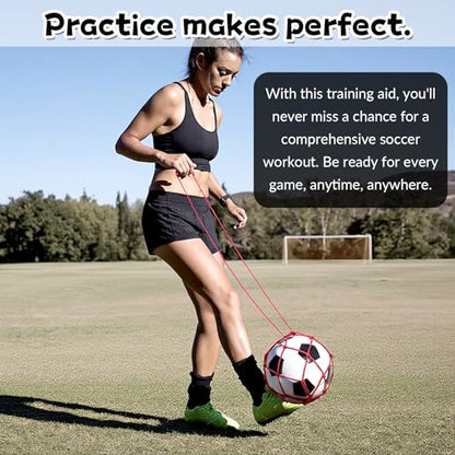 2 Pcs Soccer Ball Return Trainer Net Football Kick Trainer Net Fits Ball Size 3, 4, 5 Football Kick Throw Self Practice Training Aid Adjustable Waist Belt Footballs Training Equipment for Boys