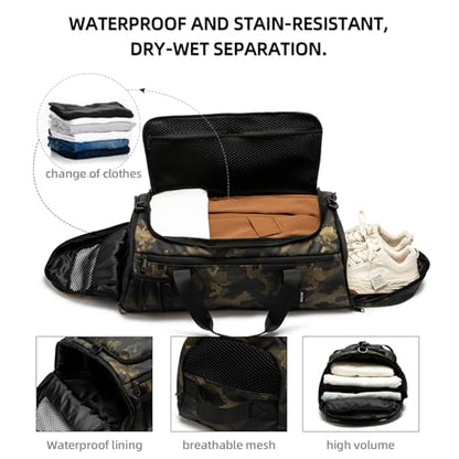 ROYALFAIR Basketball duffel bag Large Sports Bag with Separate Ball Holder & Shoes Compartment,Best for Basketball, football,Volleyball,Gym - color: camouflage