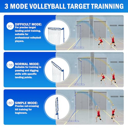 Winthai Volleyball Setter Trainer Net with 3 Angle Adjustment, 8.53 ft to 9.84 ft Adjustable Height for Professional, Beginner Serving, Passing Setting Training Practice Equipment Indoor and Outdoor