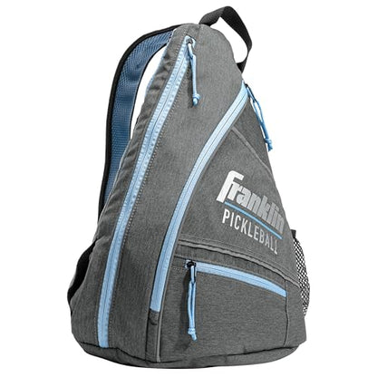 Franklin Sports Pickleball Bags - Sling Bag Backpack for Gear + Equipment - Men + Women - Holds Paddles, Balls + Accessories - color: Gray/Blue