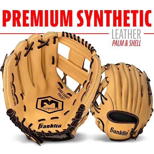 Franklin Sports Field Master Baseball + Softball Glove - Field Master Adult + Youth Baseball + Softball Mitt - Men's + Women's Gloves - Right Hand Throw - color: Camel, style: 11" - I Web
