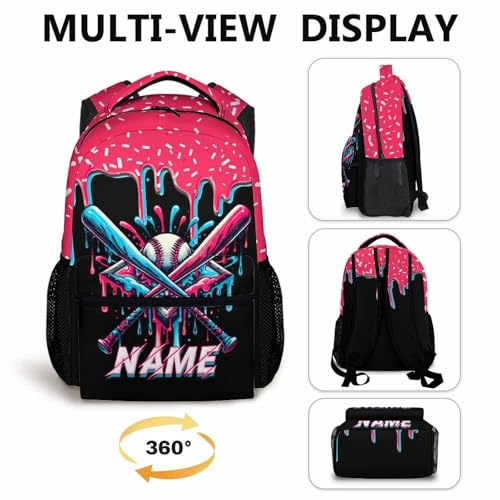 Personalized Baseball Drip Backpack for Boys Kids School Team, Cool Baseball Bookbag for Elementary Kindergarten Travel Camping