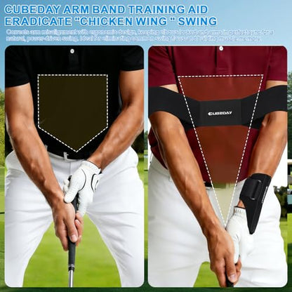 Golf Wrist Brace & Arm Band Training Aid Kit - Pro Golf Swing Trainer for Impact Control & Muscle Memory - Adjustable Golf Wrist Training Aid to Fix Slices, Hooks & Chicken Wing - Men & Women