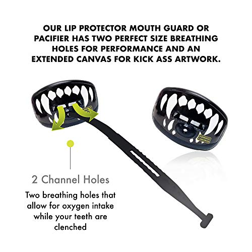 DAMAGE CONTROL Pacifier Mouthpiece – Football Mouthguard with Helmet Strap, Protects Teeth, Jaw & Mouth – Mouth Piece for Sports, No Boiling, Allows Airflow – Gear for Adults & Youth (Fangs) - color: Fangs