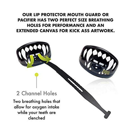 DAMAGE CONTROL Pacifier Mouthpiece – Football Mouthguard with Helmet Strap, Protects Teeth, Jaw & Mouth – Mouth Piece for Sports, No Boiling, Allows Airflow – Gear for Adults & Youth (Fangs) - color: Fangs