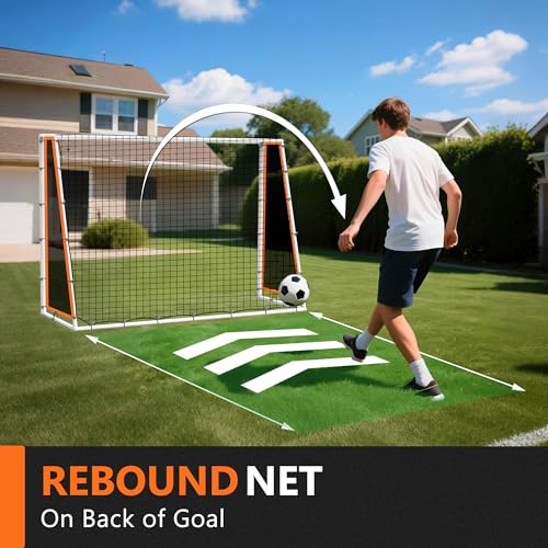 Aluminum Soccer Rebounder Net 7x5 Soccer Goals Rebounder Kid Board Big Bounce Back Wall Full Size Heavy Duty Large Practice Professional Training Kit Equipment Soccer Net Backyard Portable Youth 7*5ft