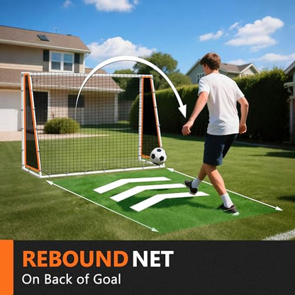 Aluminum Soccer Rebounder Net 7x5 Soccer Goals Rebounder Kid Board Big Bounce Back Wall Full Size Heavy Duty Large Practice Professional Training Kit Equipment Soccer Net Backyard Portable Youth 7*5ft