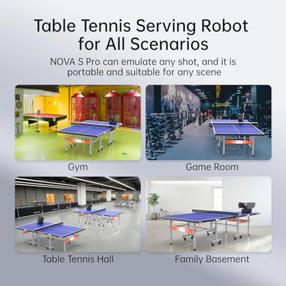 PONGBOT Table Tennis Robot with Net, Ping Pong Machine, Remote/App Control, 264 Pre-Saved Drills, Custom Drills