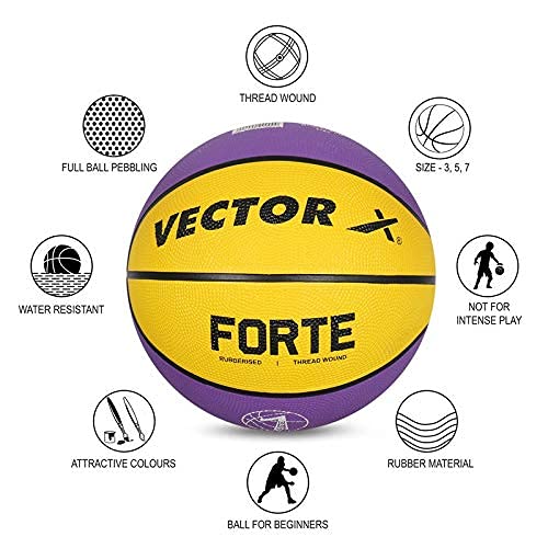 Vector X Forte Basketball, Size 3, Yellow/Purple