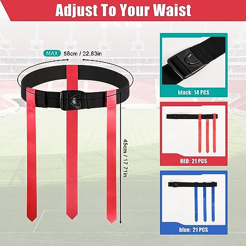 Flag Football Belts Kids, 14 Player Adjustable Flag Football Set with 42 Flags for Youth, Teens, Youth and Adults Sports Training Equipment, Easy Tear Away