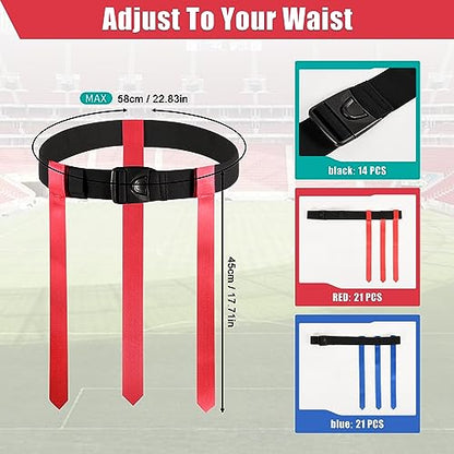 Flag Football Belts Kids, 14 Player Adjustable Flag Football Set with 42 Flags for Youth, Teens, Youth and Adults Sports Training Equipment, Easy Tear Away