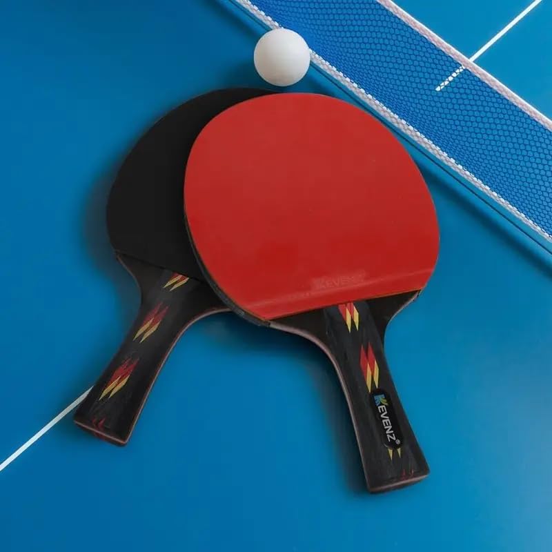 KEVENZ 2-Pack Patent Advanced Table Tennis Racket Come with Anti-Skid Handle, Wooden Blade Surrounded by Rubber