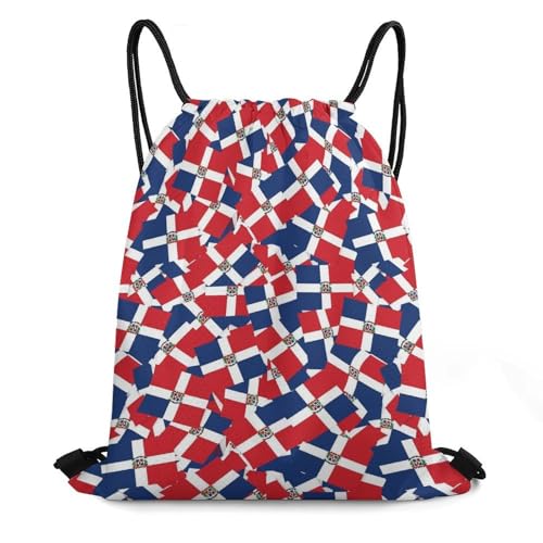 Beam Backpack Drawstring Sack Large Capacity for Soccer Basketball Sports Equipment Travel Men Women, Dominican Republic Flag Wave Bags - color: Picture (346)