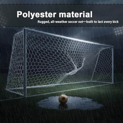2 Pcs Soccer Replacement Goal Nets, 24x8FT, 20x6.5Ft, 10x6.5FT Polyethylene Polyester Football Net, Full Size Heavy Duty Soccer Net Set, NOT Include Posts - color: White-DL, size: 10Ft x 6.5Ft