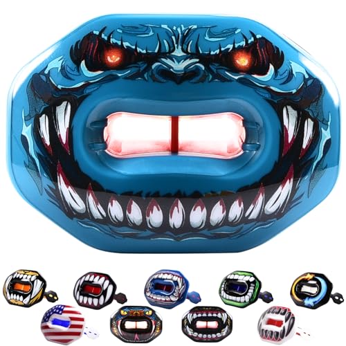 Oral Mart Flag Football Mouth Guard with 3D LipFit Design for Kids - Youth Football Mouthguard (No Boil) Cool Instant Fit Lip Guard Mouthpiece for Braces (Detachable Helmet Strap Included) - color: Audacious Invader