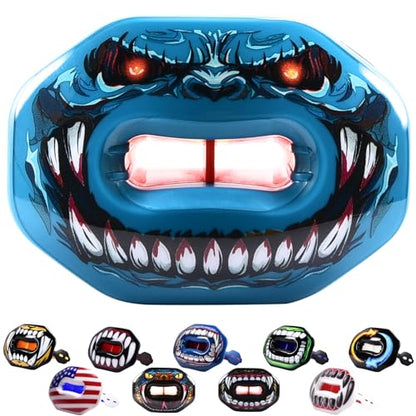 Oral Mart Flag Football Mouth Guard with 3D LipFit Design for Kids - Youth Football Mouthguard (No Boil) Cool Instant Fit Lip Guard Mouthpiece for Braces (Detachable Helmet Strap Included) - color: Audacious Invader