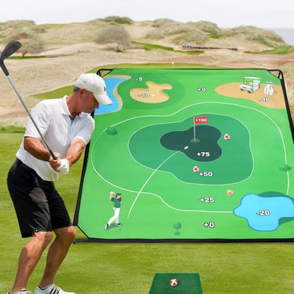 Liberry Golf Chipping Game with Large Chipping Mat, 2 Adjustable Clubs, 20 Sticky Balls, Outdoor Indoor Sports Training Toy Gift for Adults Kids, Family Yard Target Game - style: chipping mat with standard club