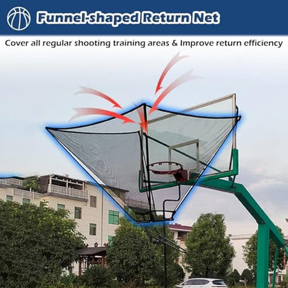 Basketball Hoop Returner Return Attachment Rebounder Metal with Rotation Slot Gym Net for Home School Playground Outdoor Court Shooting T