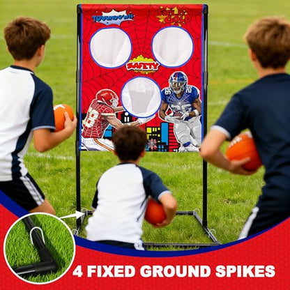 Football Toss Game Set, Includes 4 Soft Footballs - Outdoor Lawn Games for Kids, Family Parties