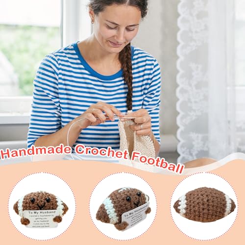 Mini Handmade Crochet Football Birthday Gift for Husband/Boyfriend/Fiance, Emotional Support Football Wedding for Husband, Romantic I Love You Gifts - color: Football3